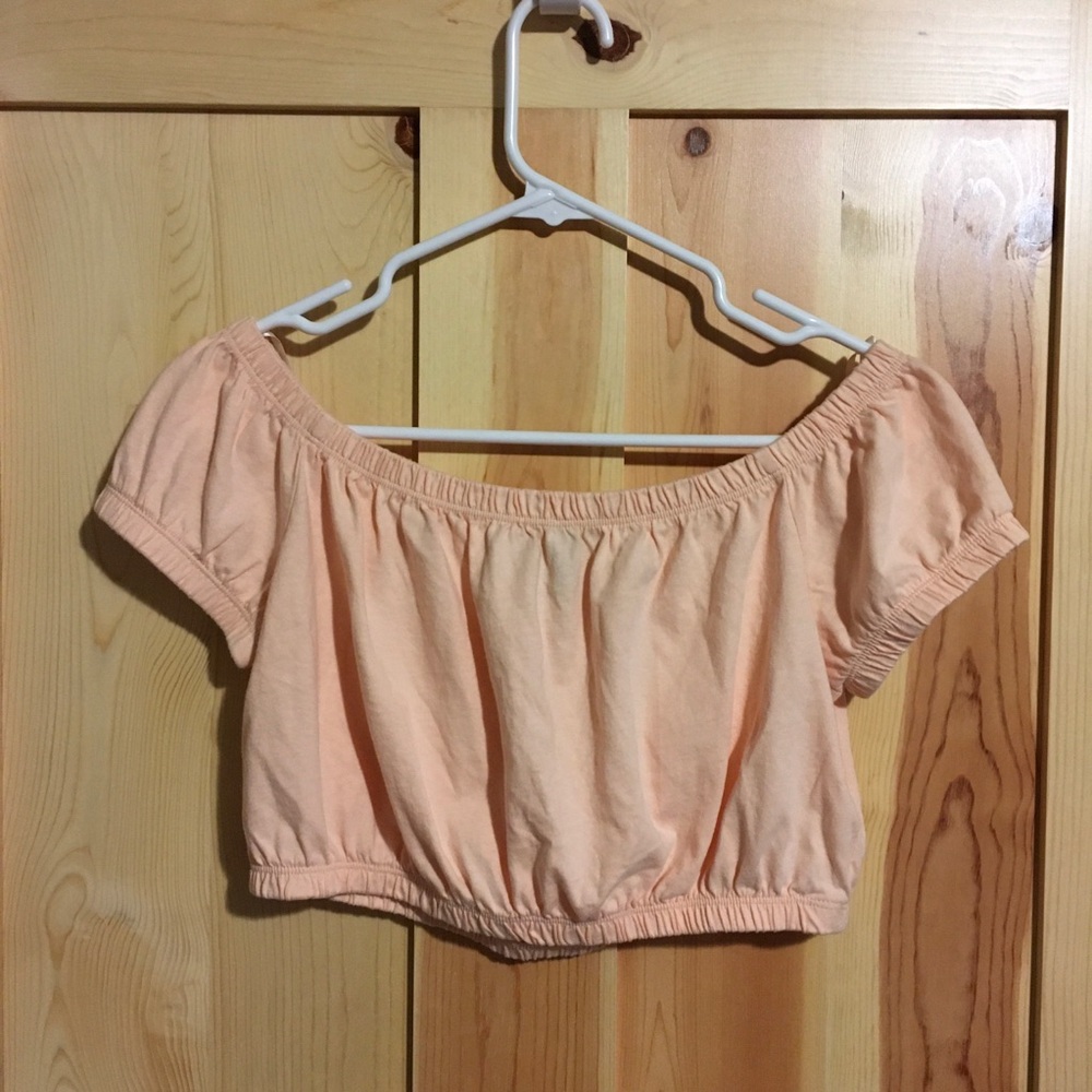 Forever 21 Light Orange Peach Off-Shoulder Crop Top Size Large